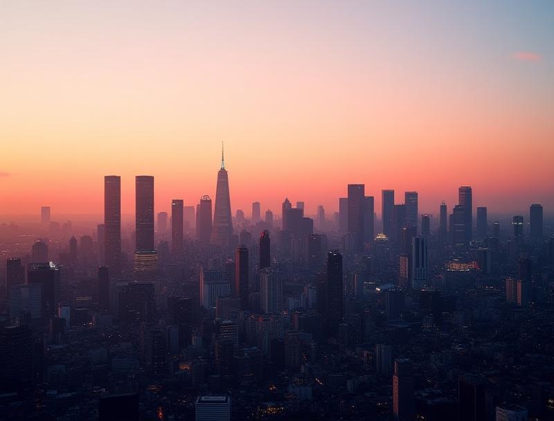 Modern Tokyo skyline at sunset